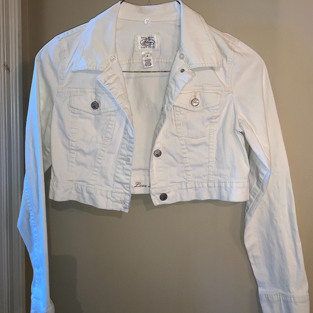 White Cropped Denim Jacket